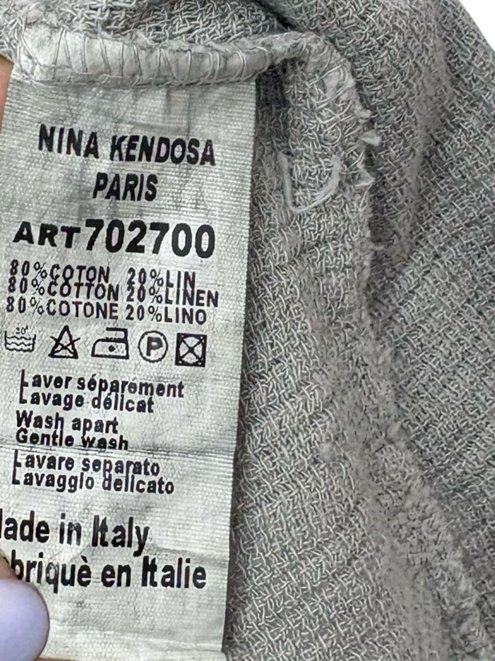 Nina Kendosa Paris Cotton Linen Gauze Mesh Cotton Sleeveless Top Sage Green Sz M - Picture 6 of 6